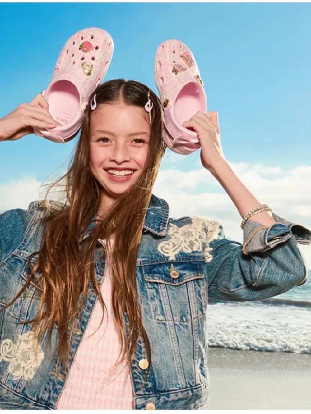 Junior Crocs x LoveShackFancy - pink milk